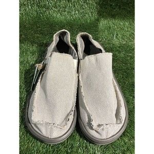 Sanuk Men's Hemp SMF1010 NAT Slip On Loafer Tan Khaki Vented Casual Shoe Size 13